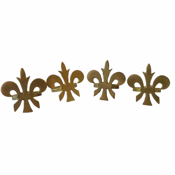 Brass Other - Set of 4 Brass Fleur de Lis Napkin Rings